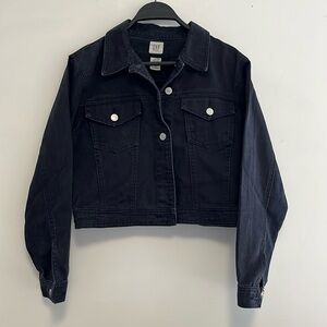 Gap - Washed Black Cropped Denim Jacket, Size small